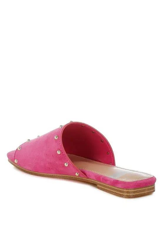 Odalia Soft Suede Leather Studded Flats for Women - Love Salve